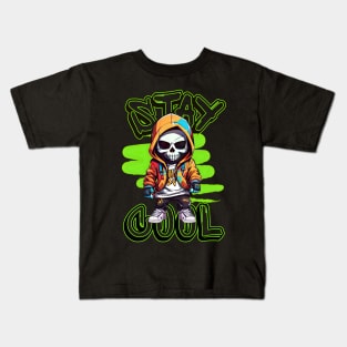 Street Art Fusion Rocking the Stylish Skull Hip Hop Graffiti Streetwear Kids T-Shirt